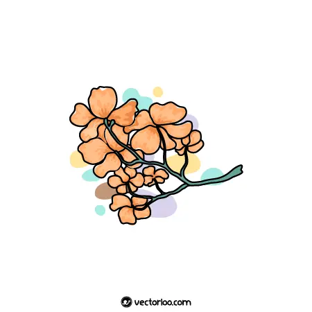 وکتور گل گلبهی بهاری با شاخه سبز زیبا 1