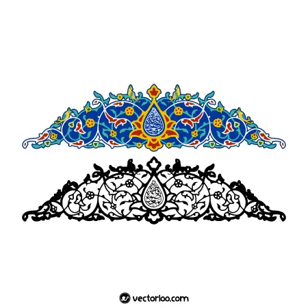 وکتور یا فاطمه المعصومه با طرح حاشیه گل سنتی در دو طرح رنگی و مشکی 1