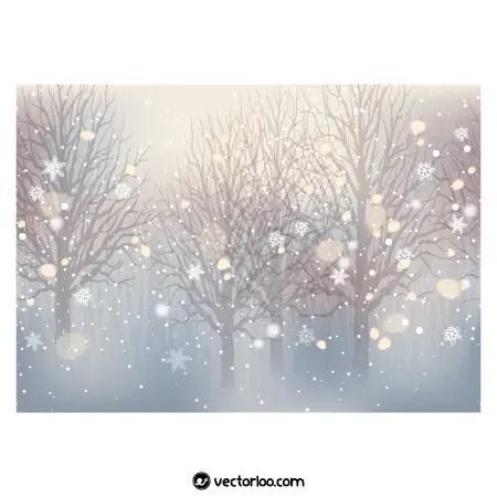 وکتور برف در حال باریدن درخت های خشک زمستان 1