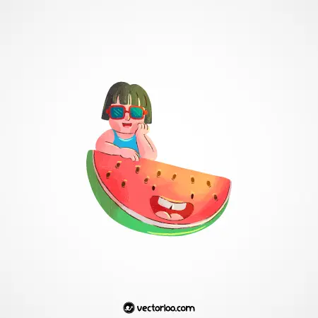 وکتور بچه و قاچ هندوانه با دهان کارتونی 1