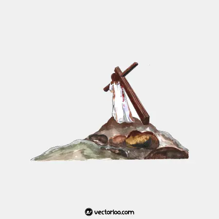 وکتور حضرت عیسی در حال کشیدن صلیب رایگان 1
