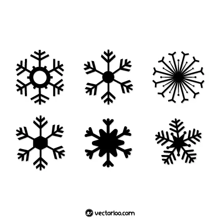 وکتور دانه برف در شش طرح زیبا سیاه 1
