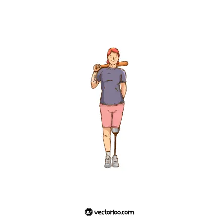 وکتور دختر جوان با پای مصنوعی ورزش کار کارتونی 1
