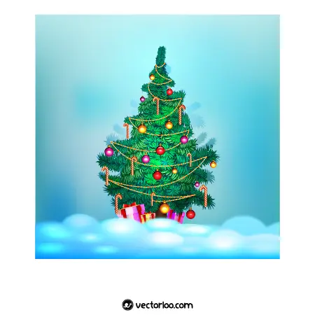 وکتور درخت کریسمس با عنصرهای تزیینی واقعی 1