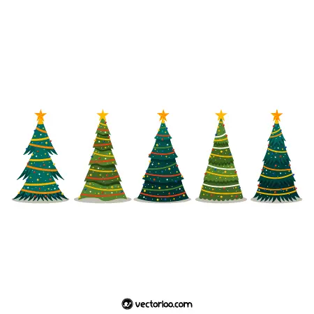 وکتور درخت کریسمس در شش طرح کارتونی 1