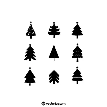 وکتور درخت کریسمس در چندین طرح فلت 1