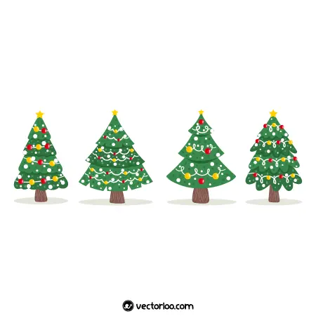 وکتور درخت کریسمس در چهار طرح کارتونی 1