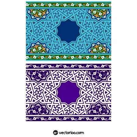 وکتور قاب با حاشیه سنتی تذهیب در دو طرح رنگی مناسب طرح های مذهبی اسلامی 1