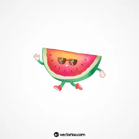 وکتور قاچ هندوانه با عینک در حال دویدن کارتونی 1