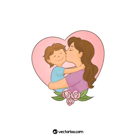 وکتور مادر در حال بوسیدن پسر خود کارتونی 1