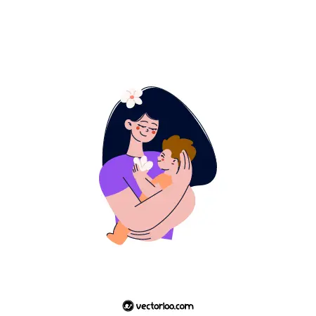 وکتور مادر زیبا در حال بغل کردن پسرش کارتونی 1