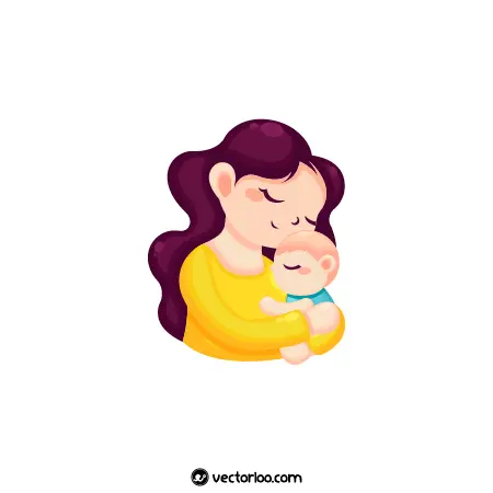 وکتور مادر مهربان در حال بغل کردن فرزندش کارتونی 1