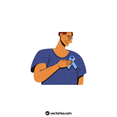 وکتور مرد جوان با نماد سرطان پروستات کارتونی 1