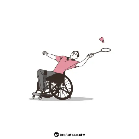 وکتور مرد معلول در حال بازی بدمینتون با ویلچر 1