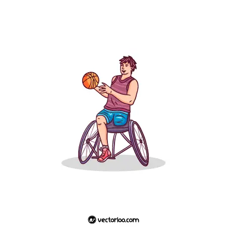 وکتور مرد معلول در حال بازی بسکتبال با ویلچر 1