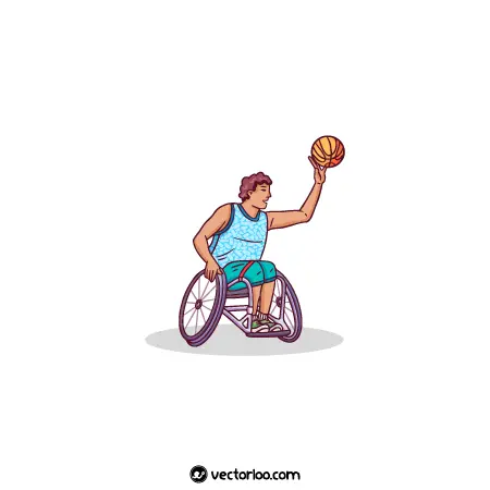 وکتور مرد معلول در حال بازی بسکتبال با ویلچر 2