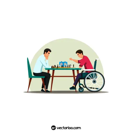 وکتور مرد معلول در حال شطرنج بازی 1