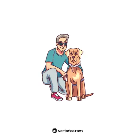 وکتور مرد نابینا همراه سگ خودش کارتونی 1