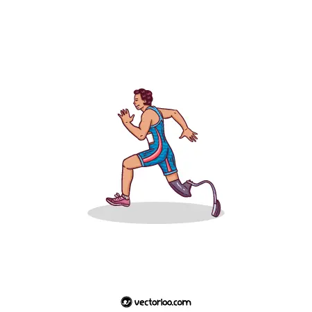 وکتور مرد ورزشکار معلول در حال دویدن با لباس ورزشی کارتونی 1