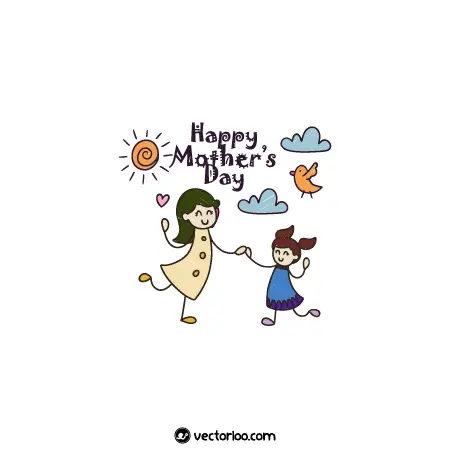وکتور نقاشی کودکانه تبریک روز مادر 2