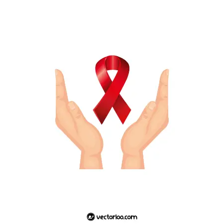 وکتور نماد ایدز در بین دست کارتونی 1