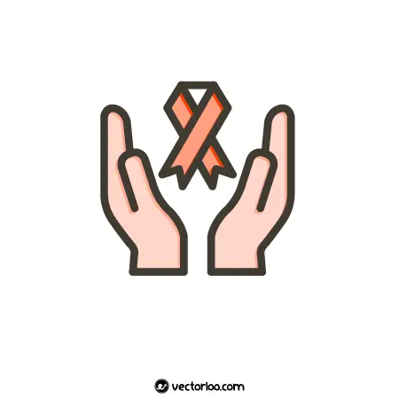 وکتور نماد ایدز کارتونی در بین دستان 1