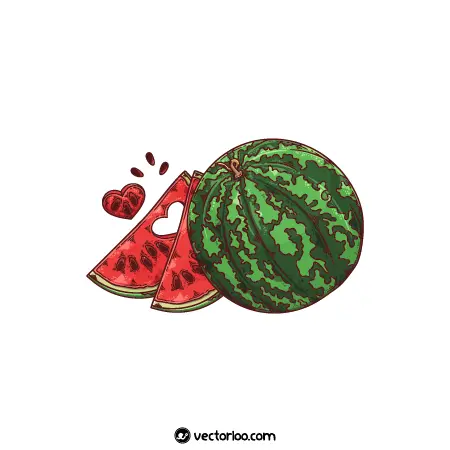 وکتور هندوانه و قاچ هندوانه با قلب کارتونی نازنین 1