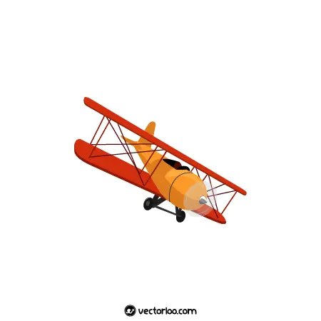 وکتور هواپیما قدیمی کارتونی نارنجی قرمز 1
