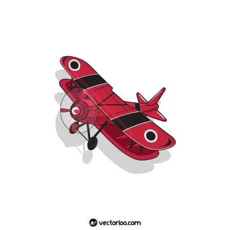 وکتور هواپیما قرمز کارتونی زیبا 1