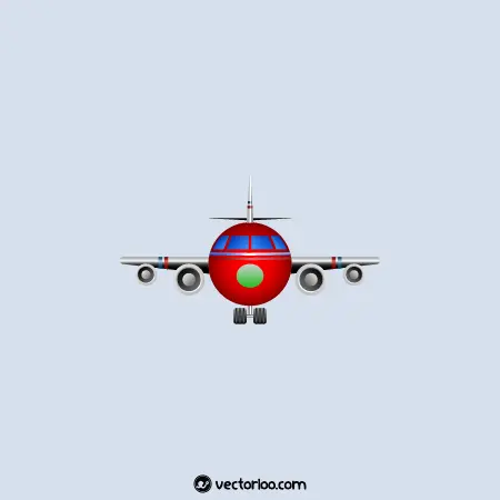 وکتور هواپیما کودکانه کارتونی قرمز از دید جلو 1