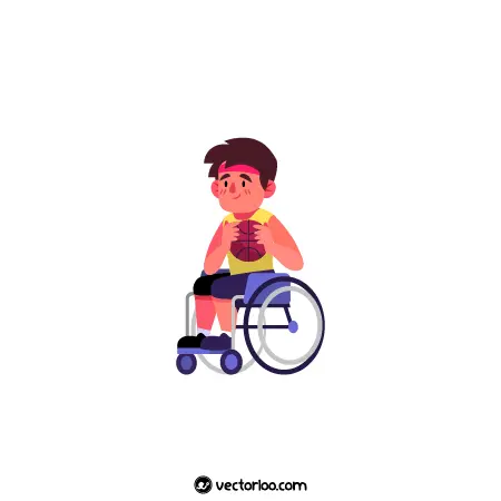 وکتور پسر بچه معلول در حال بازی بسکتبال کارتونی 1