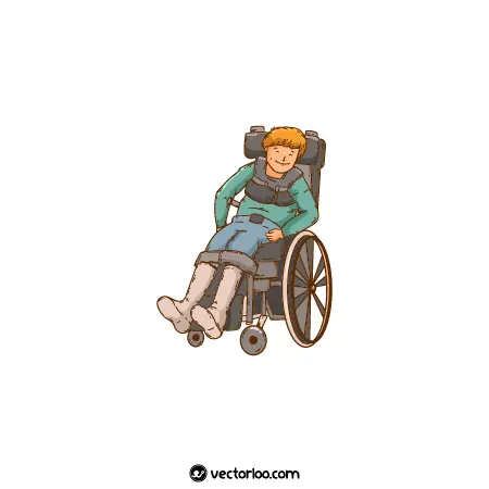 وکتور پسر بچه معلول در ویلچر برقی کارتونی 1