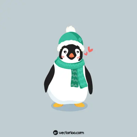 وکتور پنگوئن با لباس گرم زمستانی کارتونی 1
