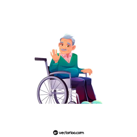 وکتور پیرمرد معلول با لباس رنگی با ویلچر 1