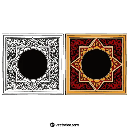 وکتور کادر مربع با حاشیه داخل ستاره تذهیب سنتی در دو طرح 1