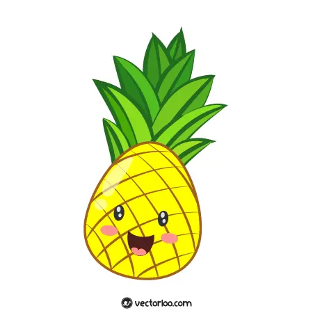 وکتور آناناس کارتونی با صورت شاد و خنده زیبا 1