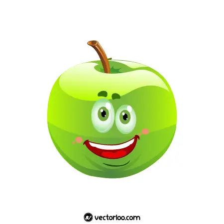 وکتور سیب سبز با صورت شاد 1