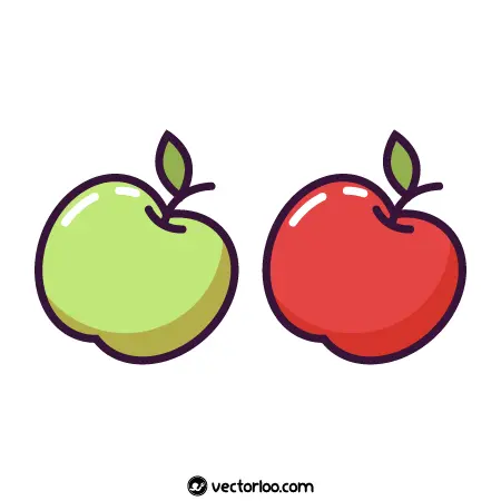 وکتور سیب سبز و قرمز کارتونی زیبا 1