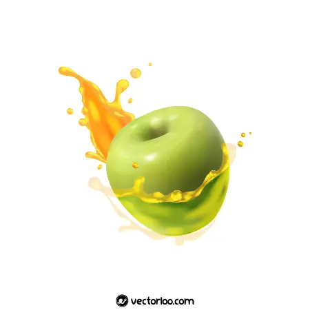 وکتور سیب سبز واقعی با آب سیب 1
