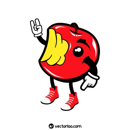 وکتور سیب قرمز با دست و پا ایستاده گاز زده شده 1