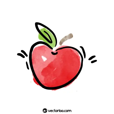 وکتور سیب قرمز رسم دست آبرنگ 1
