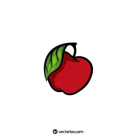وکتور سیب قرمز کارتونی با برگ کیوت نازنین 1