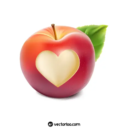 وکتور قلب روی سیب قرمز 1