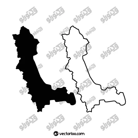 وکتور نقشه استان آذربایجان غربی خط دور و یک دست سیاه 1