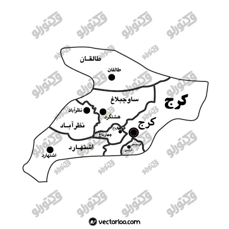 وکتور نقشه استان البرز خط دور با اسم 1