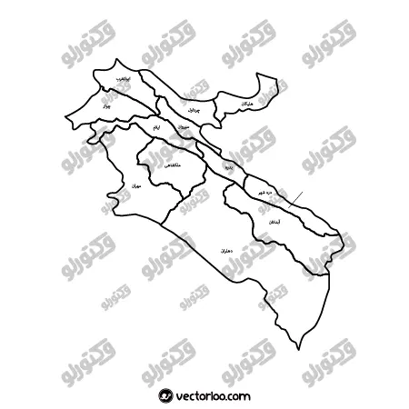 وکتور نقشه استان ایلام خط دور با اسم 1