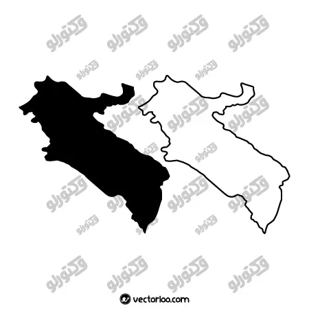 وکتور نقشه استان ایلام خط دور و یک دست سیاه 1