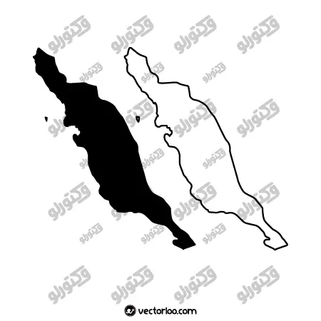 وکتور نقشه استان بوشهر خط دور و یک دست سیاه 1