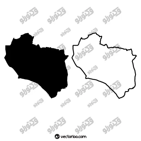 وکتور نقشه استان خراسان جنوبی خط دور و یک دست سیاه 1