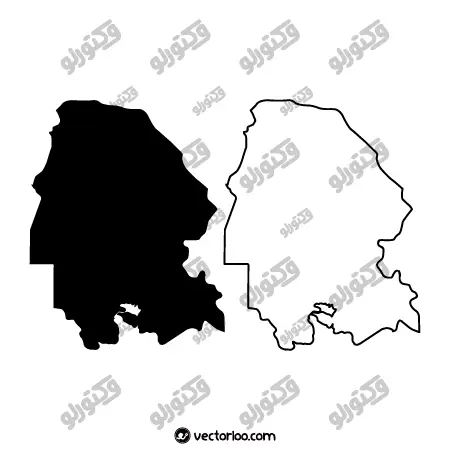 وکتور نقشه استان خوزستان خط دور و یک دست سیاه 1